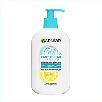 Garnier Fast Clear Gentle Cleanser, Deep Hydrating Face Wash for Acne Prone Skin with Salicylic Acid and Ceramides, Sulphate and Fragrance Free, 250ml