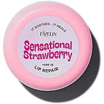 Favelin Sensational Strawberry Lip Balm 20 Gm- With Shea Butter & Vitamin E - Sweet Almond Oil and Jojoba Oil - Beeswax - Lip Repair Long-Lasting Hydration & Nourishment to Dry Lips