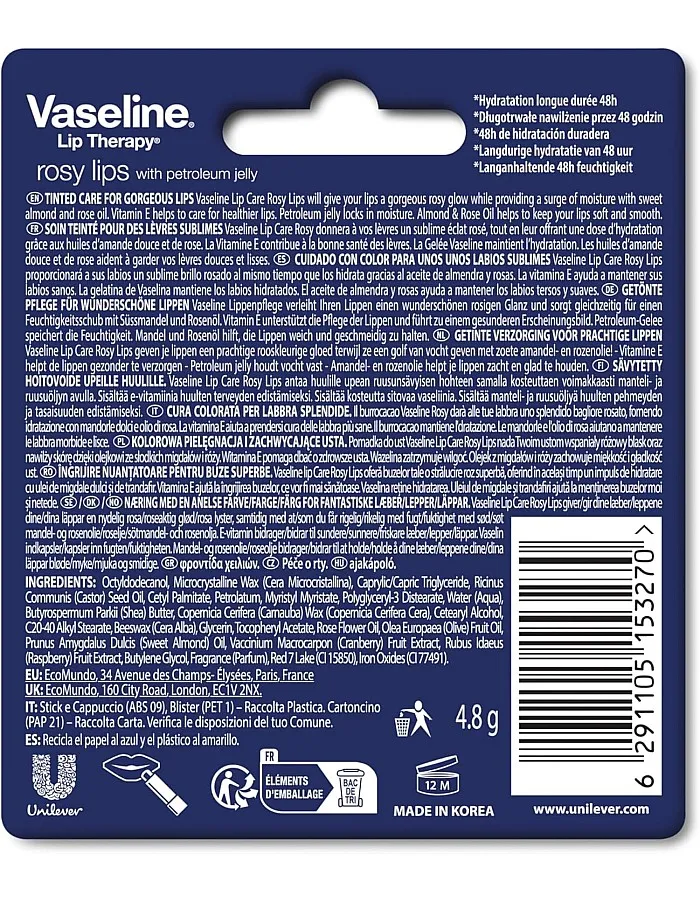 Vaseline Lip Therapy Rosy Lips, 4.8 gm
