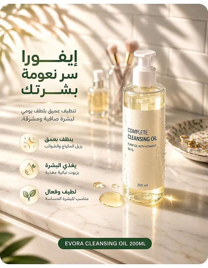 زيت تنظيف الوجه للتحكم في المسام من ايفورا، يزيل الرؤوس السوداء اليومية، 200 مل