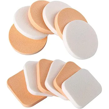 Round AND SQUAER Makeup Sponge, 12PCS Women's Round Soft Beauty Dry and Wet Dual Use Reusable Powder Puff Facial Makeup Cosmetic Blender Soft Sponge Cosmetic Puff
