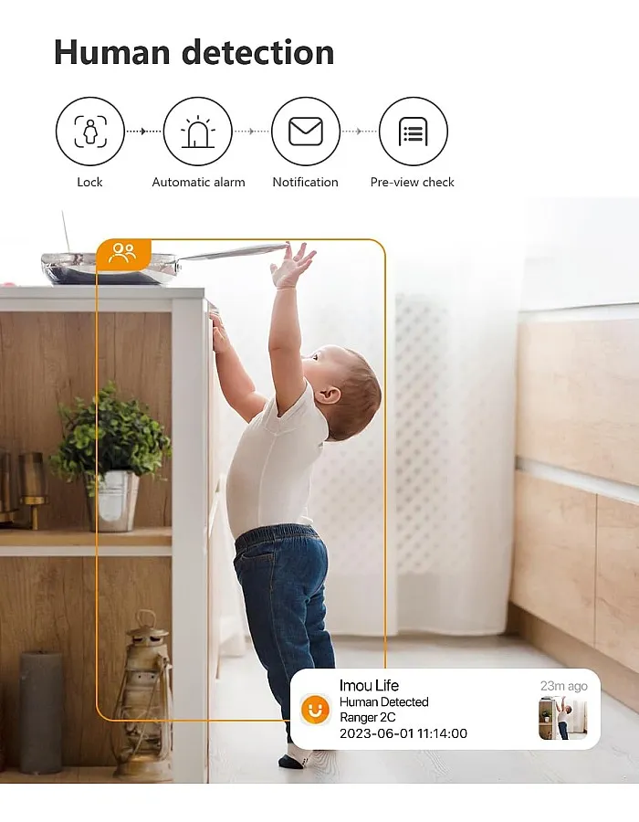 Imou 2K Home Security Surveillance Camera Indoor, 360° Wi-Fi Camera for Indoor with AI Human Detection Motion Tracking Two-Way Talk IR Night Vision Siren for Baby Pet (Ranger 2C)