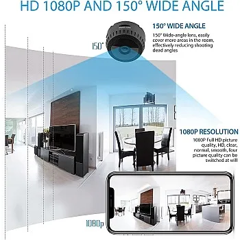 Security Camera HD 1080P Wireless Portable Small Camera with Motion Detection and Night Version Home Video Recorder for Indoor Outdoor Use