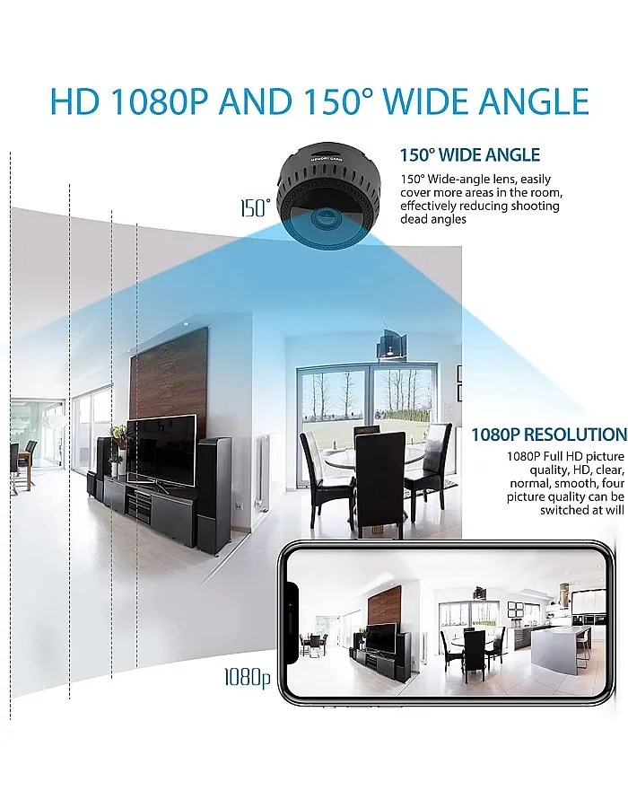 Security Camera HD 1080P Wireless Portable Small Camera with Motion Detection and Night Version Home Video Recorder for Indoor Outdoor Use