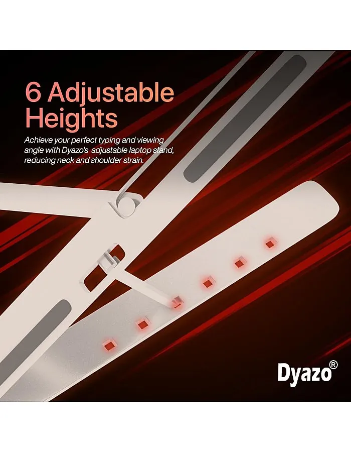 Dyazo Adjustable Laptop Stand, Portable Aluminum Laptop Holder Adjustable Height Laptop Stand for Desk, Notebook Stand for MacBook Pro/Air, HP, Lenovo, Sony, Dell, 10-15.6” Laptops, Tablet