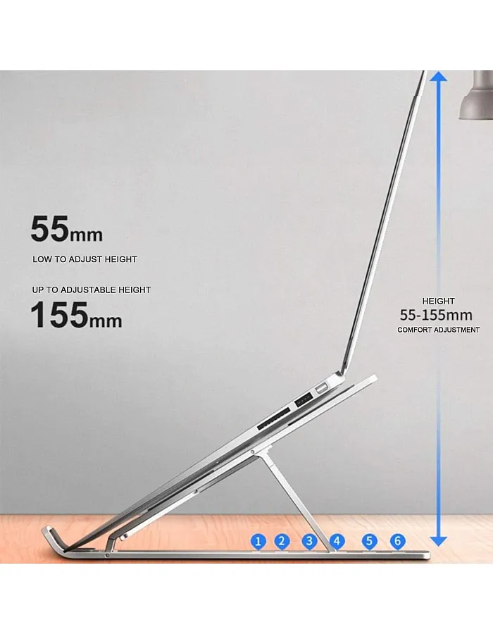 Dyazo Adjustable Laptop Stand, Portable Aluminum Laptop Holder Adjustable Height Laptop Stand for Desk, Notebook Stand for MacBook Pro/Air, HP, Lenovo, Sony, Dell, 10-15.6” Laptops, Tablet
