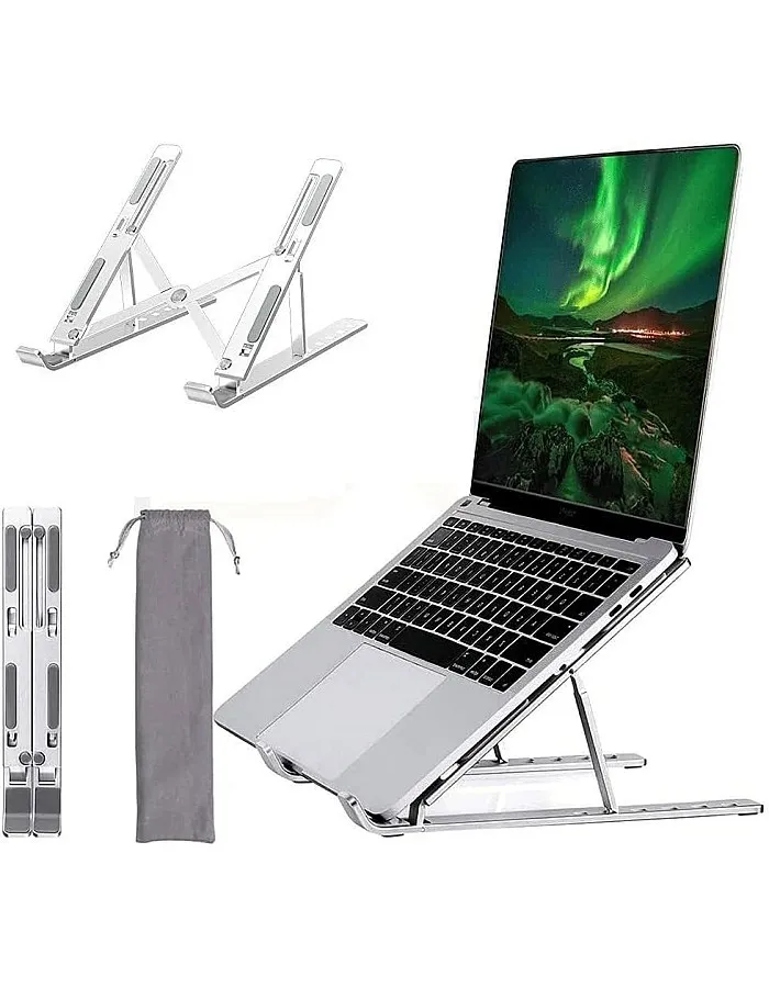 Dyazo Adjustable Laptop Stand, Portable Aluminum Laptop Holder Adjustable Height Laptop Stand for Desk, Notebook Stand for MacBook Pro/Air, HP, Lenovo, Sony, Dell, 10-15.6” Laptops, Tablet