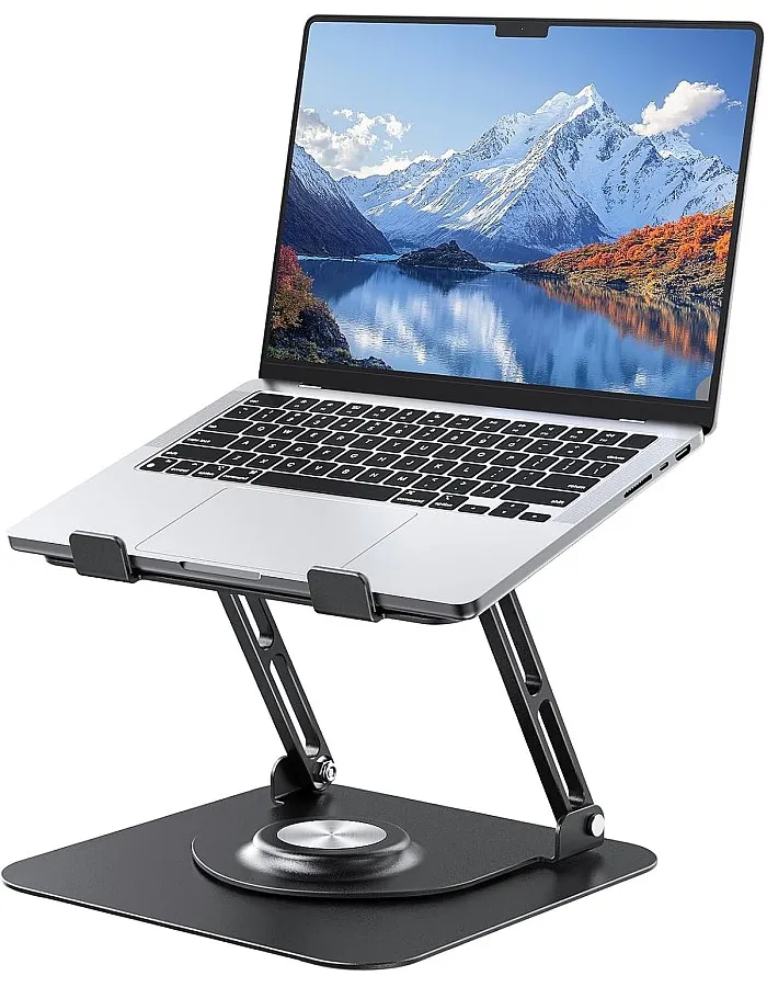 JOYEKY Laptop Stand for Desk, Adjustable Computer Stand with 360° Rotating Base, Ergonomic Laptop Riser for Collaborative Work, Foldable & Portable Laptop Stand, fits for All 10-16