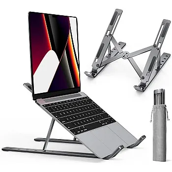Laptop Holder Stand With Six Angles Adjustable Aluminum Compatible With MacBook,iPad, HP, Dell, Lenovo 10 15.6 - Silver.