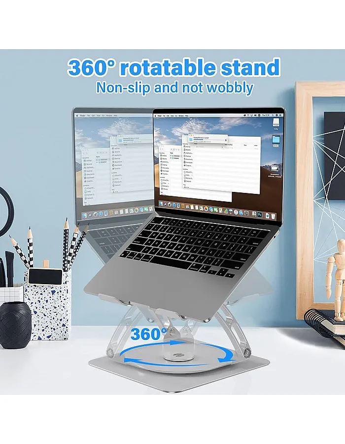 Laptop Stand, Aluminum Computer Stand with Cooling Fan Adjustable Height and 360° Rotatable Compatible with Macbook, Laptops (10-17 Inches)