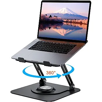 Laptop Stand with 360° Rotating Base, Height-Adjustable Laptop Stand, Ergonomic Notebook Stand, Ventilated Laptop Holder, Compatible with 10-17 Inch MacBook Pro/Air, Dell, Lenovo, Acer, Huawei