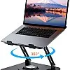 Laptop Stand with 360° Rotating Base, Height-Adjustable Laptop Stand, Ergonomic Notebook Stand, Ventilated Laptop Holder, Compatible with 10-17 Inch MacBook Pro/Air, Dell, Lenovo, Acer, Huawei