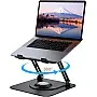 Laptop Stand with 360° Rotating Base, Height-Adjustable Laptop Stand, Ergonomic Notebook Stand, Ventilated Laptop Holder, Compatible with 10-17 Inch MacBook Pro/Air, Dell, Lenovo, Acer, Huawei
