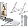 OUGEP Laptop Stand, Portable Foldable Height Adjustable Notebook Stand, Compatible with MacBook Pro Air, iPad, Lenovo, HP All 10-15.6 Inch Tablet (Silver)