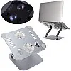 TechTrendz Aluminum Alloy Laptop Stand With Cooling Fan, PC Stand,Tablet Stand, Foldable,USB Connection,Adjustable Height Up to 16’’,Strong Cooler Stand,Suitable for Office,WFH,Business Trips (Silver)