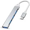 Herfair USB Expander, 4 Ports Type-C to USB 3.0 Adapter, Ultra Slim OTG Dongle Compatible With Windows, MacBook Pro/Air, Chrome - Space Silver