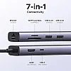 موزع USB نوع C 7 في 1 من يوجرين مع جيجابت ايثرنت 4K @60Hz HDMI، شحن بي دي 100 وات، قارئ بطاقات SD/TF، منفذين USB 3.0، قاعدة USB C متوافقة مع ماك M1، M2، اي باد، آ