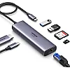 موزع USB نوع C 7 في 1 من يوجرين مع جيجابت ايثرنت 4K @60Hz HDMI، شحن بي دي 100 وات، قارئ بطاقات SD/TF، منفذين USB 3.0، قاعدة USB C متوافقة مع ماك M1، M2، اي باد، آ