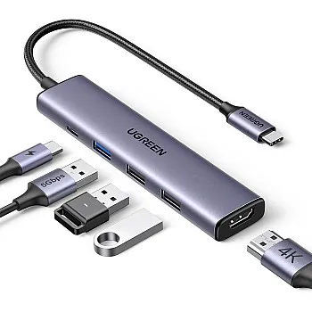 UGREEN Revodok 5-in-1 USB-C Hub with 4K HDMI, 100W Power Delivery, 3 USB-A Data Ports, USB C Hub Multiport Adapter