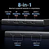 قاعدة توصيل ريفودوك برو 308 ثلاثية العرض من يوجرين، موزع USB C 2HDMI DP (4K @ 60Hz كحد أقصى)، 10Gbps 4 × منافذ USB (2 USB A و2 USB C)، PD 100 وات، متوافقة مع ماك بوك اي