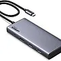 قاعدة توصيل ريفودوك برو 308 ثلاثية العرض من يوجرين، موزع USB C 2HDMI DP (4K @ 60Hz كحد أقصى)، 10Gbps 4 × منافذ USB (2 USB A و2 USB C)، PD 100 وات، متوافقة مع ماك بوك اي