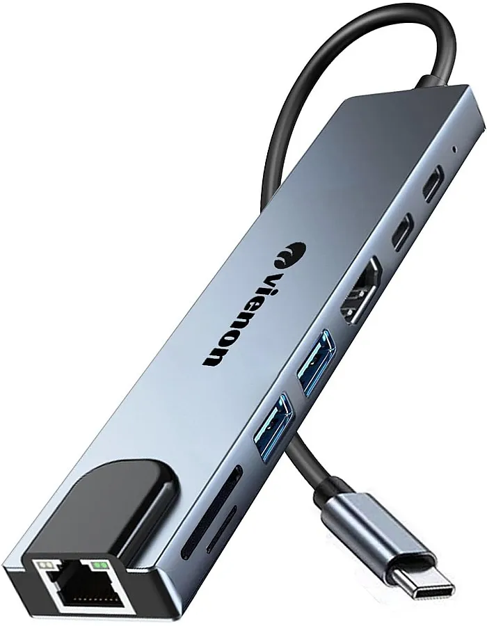USB C Hub Ethernet HDMI Adapter, 8 in 1 USB C Docking Station with 4K HDMI, RJ45 Ethernet, SD/TF Card Reader, USB 3.0/2.0, PD 100W, USB C, LAN USB C Dongle for MacBook Pro/Air, iPad Pro, XPS, etc