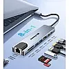USB C Hub Ethernet HDMI Adapter, 8 in 1 USB C Docking Station with 4K HDMI, RJ45 Ethernet, SD/TF Card Reader, USB 3.0/2.0, PD 100W, USB C, LAN USB C Dongle for MacBook Pro/Air, iPad Pro, XPS, etc