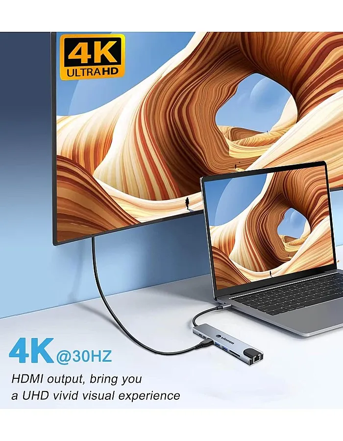 USB C Hub Ethernet HDMI Adapter, 8 in 1 USB C Docking Station with 4K HDMI, RJ45 Ethernet, SD/TF Card Reader, USB 3.0/2.0, PD 100W, USB C, LAN USB C Dongle for MacBook Pro/Air, iPad Pro, XPS, etc