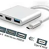 محول USB C إلى HDMI من وايزفيل، محول USB نوع C إلى HDMI 4K + USB 3.0 + منفذ شحن USB-C موزع 3 في 1، محول AV رقمي USB-C متعدد المنافذ لماك بوك برو/اي باد برو/آيفون 15/1