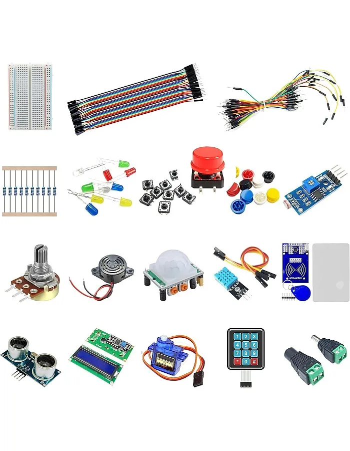 مجموعة ادوات الكترونية اساسية للمبتدئين من اردوينو، ESP32، ESP8266، راسبيري باي - مجموعة مستشعر ومكونات للمبتدئين والمشاريع التي تصنعها بنفسك
