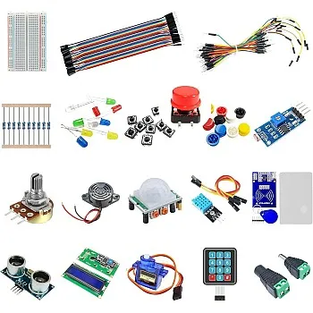 Basic Electronics Starter Kit for Arduino, ESP32, ESP8266, Raspberry Pi – Sensor and Component Kit for Beginners and DIY Projects (Boards Not Included)