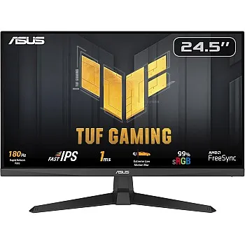 ASUS TUF Gaming VG259Q3A - 25 Inch Full HD Monitor - 180 Hz, 1ms GtG, FreeSync, Adaptive Sync, ELMB, GameFast Input - Fast IPS Panel, 16:9, 1920x1080, DisplayPort, HDMI, Speaker - Black