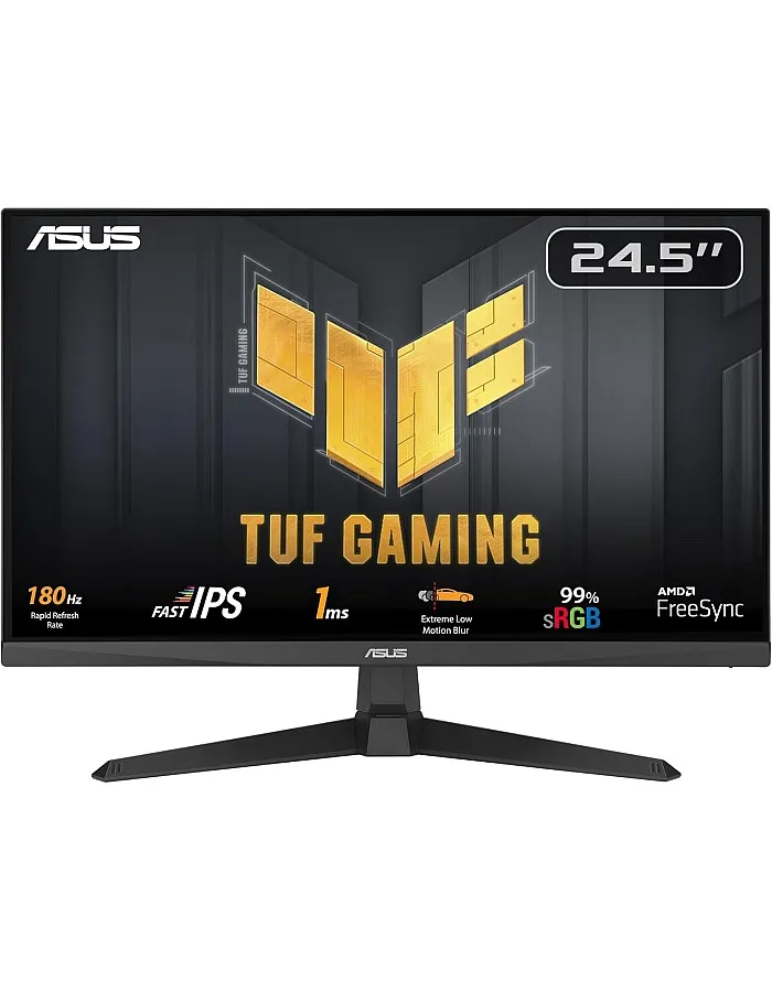 ASUS TUF Gaming VG259Q3A - 25 Inch Full HD Monitor - 180 Hz, 1ms GtG, FreeSync, Adaptive Sync, ELMB, GameFast Input - Fast IPS Panel, 16:9, 1920x1080, DisplayPort, HDMI, Speaker - Black