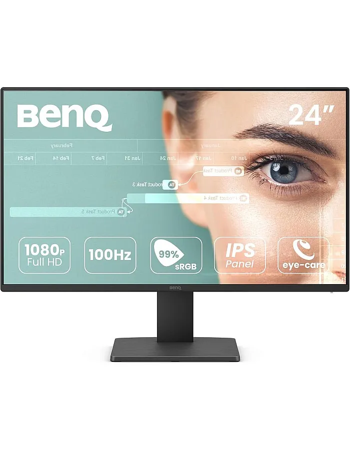 BenQ GW2491 23.8” 1080p FHD 100Hz IPS Eye-Care Monitor, HDMI, DisplayPort, 1080x1920, Ultra Slim Bezel, TUV-Certified, Flicker-free, Low Blue Light Plus, Eye-CareU, 3 Years Warranty