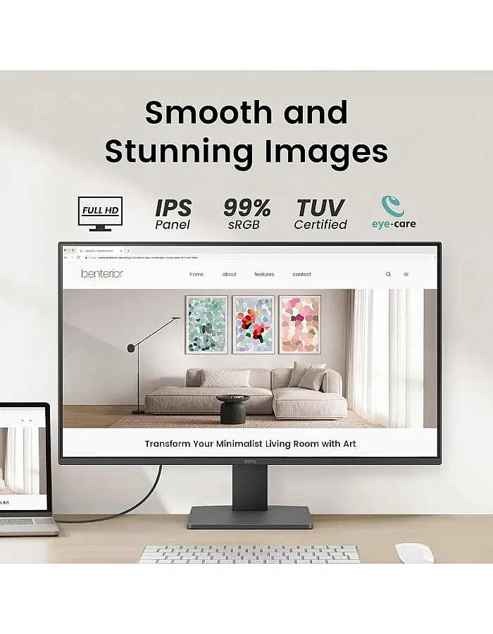 BenQ GW2791 27” IPS FHD 1080p 100Hz Home Office Monitor, 99% sRGB, HDMI, Displayport, Ultra Slim Bezel, Flicker Free, Low Blue Light, 3 Years Warranty