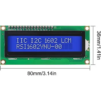 LCD1602 I2C Display Module with Blue Backlight – 2x16 LCD Screen with I2C-Adapter