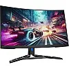 شاشة ألعاب لينوفو منحنية ليجن R32qc-30 مقاس 31.5 بوصة QHD 2560×1440 بتردد 180 هرتز و350 وحدة مضيئة في البكسل ووقت استجابة 0.5 مللي ثانية ومنفذ HDMI ومنفذ عر