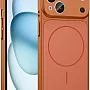 Dl3 Mobilak Case for iPhone 13 / iPhone 14, Converter Design Cover, Compatible With MagSafe, Case with Glass Camera Panel, Built-in Camera Guard, Slim Shockproof Cover (Orange)