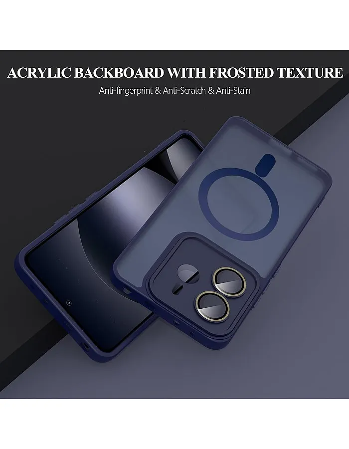 Grabist Magnetic case for Redmi Note 14 4G, Full Camera Protection with lens, Compatible with magnetic stand, Translucent Matte, Shockproof Case For Redmi Note 14 4G (Blue)