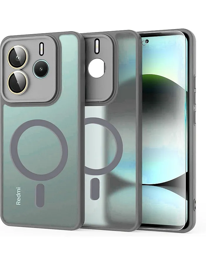 Grabist Magnetic case for Redmi Note 14 4G, Full Camera Protection with lens, Compatible with magnetic stand, Translucent Matte, Shockproof Case For Redmi Note 14 4G (Blue)
