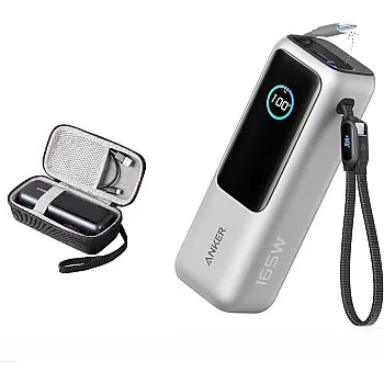 شاحن باور بانك زولو من انكر (25 ألف مللي امبير 165 واط، USB نوع C مدمج وكابل قابل للسحب) شاحن محمول عالي السرعة 1 USB-C، 1 USB نوع A، حزمة بطارية لآيفو