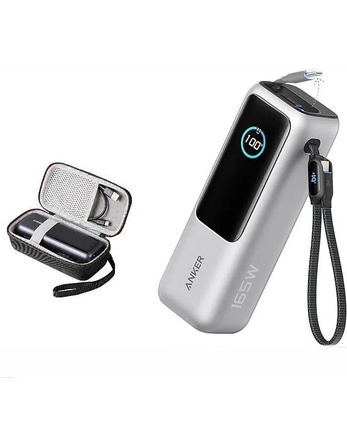 شاحن باور بانك زولو من انكر (25 ألف مللي امبير 165 واط، USB نوع C مدمج وكابل قابل للسحب) شاحن محمول عالي السرعة 1 USB-C، 1 USB نوع A، حزمة بطارية لآيفو