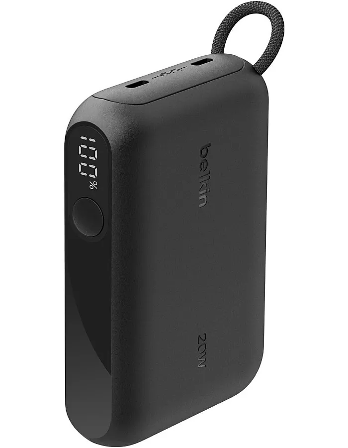 Belkin Power Bank 10000mAh, Portable Charger Thin with 2 USB-C Ports, Digital Battery Display, 20W Charging for iPhone 16 15 Series Samsung Galaxy S25 S24 Pixel 9 iPad, etc. - Black