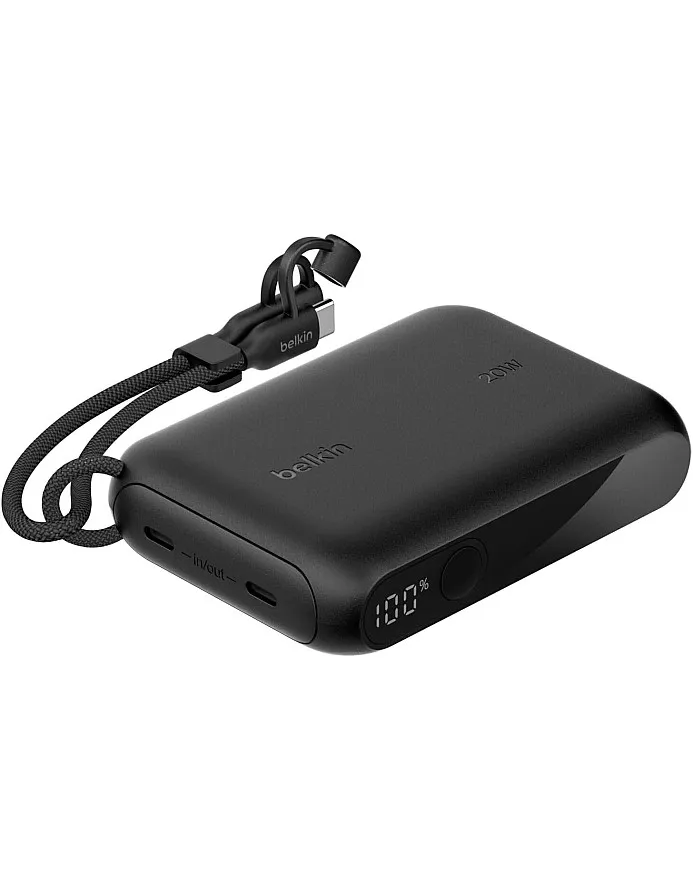 Belkin Power Bank 10000mAh, Portable Charger Thin with 2 USB-C Ports, Digital Battery Display, 20W Charging for iPhone 16 15 Series Samsung Galaxy S25 S24 Pixel 9 iPad, etc. - Black