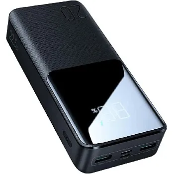 شاحن باور بانك JR-QP192 20000 مللي امبير في الساعة 22.5 وات للشحن السريع مع شاشة LCD من جوي رووم - أسود