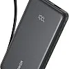باور بانك من أنكر 10000 مللي امبير بمنفذ USB تايب-C مع شحن سريع و كابل مدمج للهاتف الذكي و الجهاز اللوحي، أسود