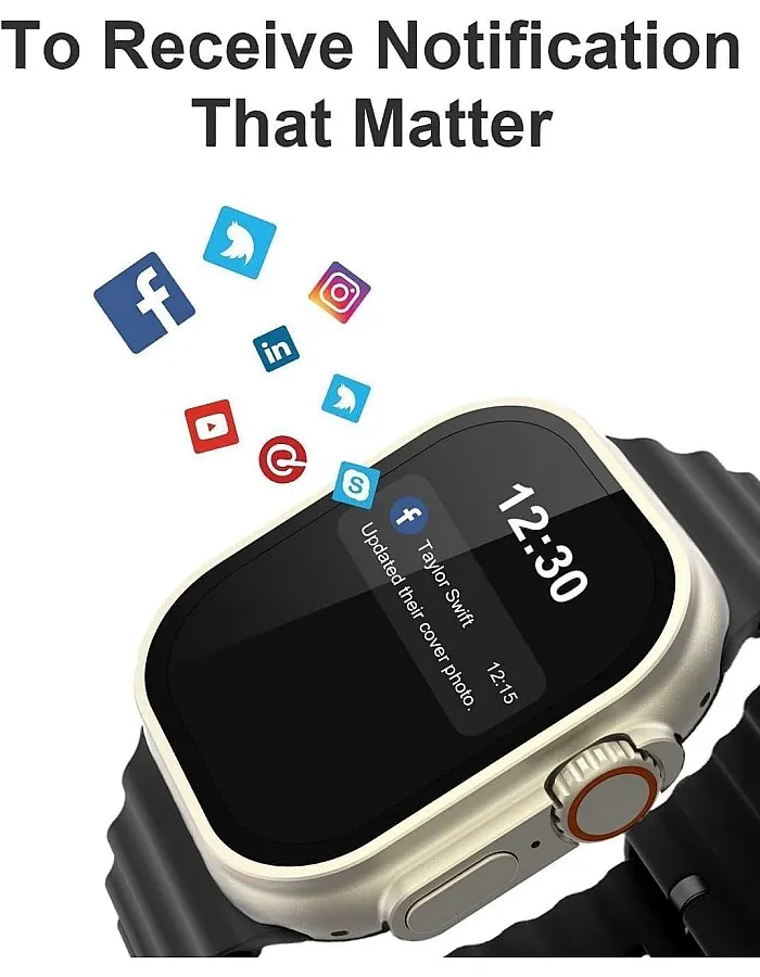 ADHOMAX New T800 Ultra2 Smart Watch Elegant Design 1.99", NFC, Fitness Tracker, Heart Rate, Oxygen Monitor, Calls, Wireless Charging | IOS and android for men, women (White Strap)