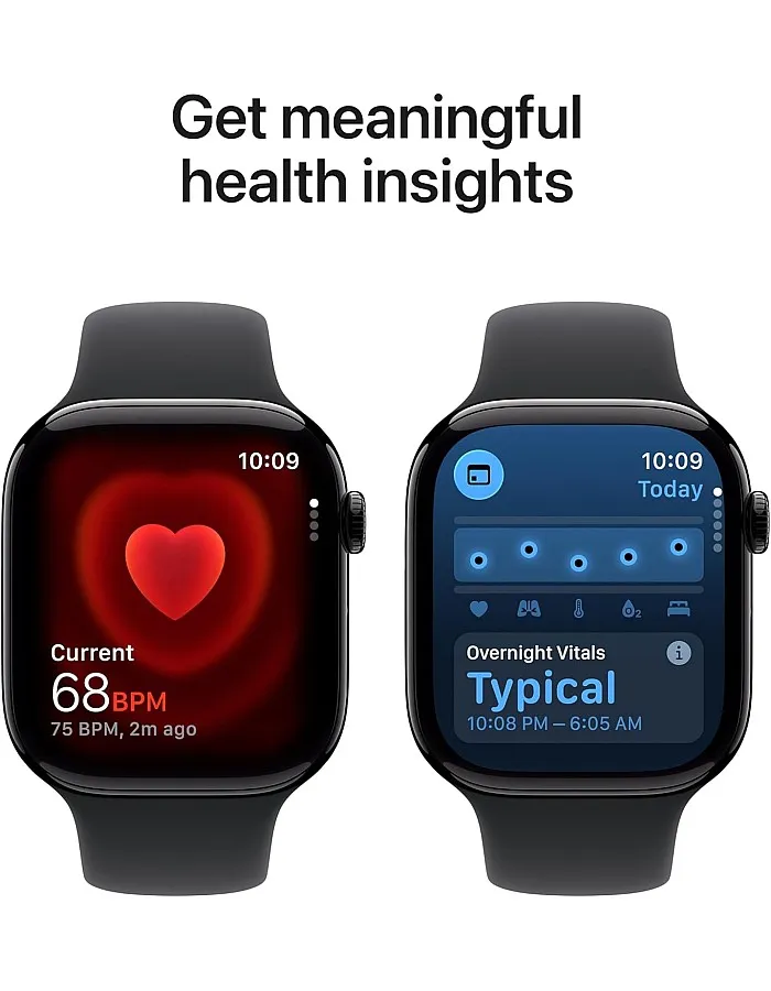 Apple Watch Series 11 GPS 46mm Smartwatch with Jet Black Aluminium Case with Black Sport Band M/L. Sleep Score, Fitness Tracker, Health Monitoring, Always-On Display, Water Resistant