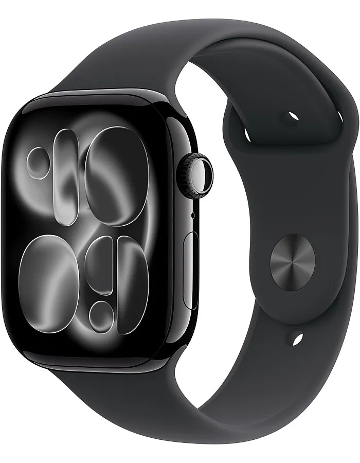 Apple Watch Series 11 GPS 46mm Smartwatch with Jet Black Aluminium Case with Black Sport Band M/L. Sleep Score, Fitness Tracker, Health Monitoring, Always-On Display, Water Resistant