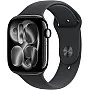 Apple Watch Series 11 GPS 46mm Smartwatch with Jet Black Aluminium Case with Black Sport Band M/L. Sleep Score, Fitness Tracker, Health Monitoring, Always-On Display, Water Resistant